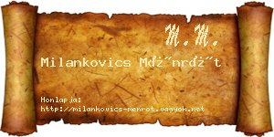 Milankovics Ménrót névjegykártya